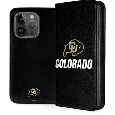 University of Colorado CU Logo on Black iPhone 15 Pro Folio Case